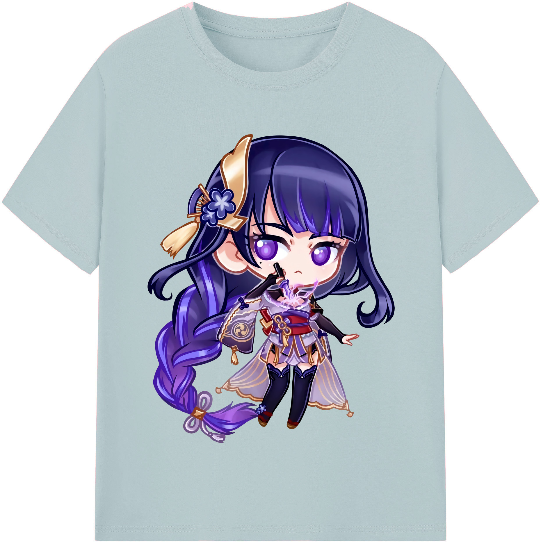 げんし神 雷電将軍 らいでんしょうぐん genshin Raiden Shogun 綿100％半袖Tシャツ（フロントプリント）